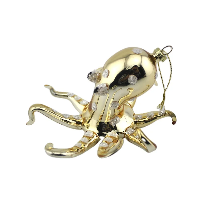 Wholesale christmas tree ornaments decorative hanging figurines glass octopus