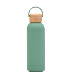 Yeway botella de agua American ins small mouth Water bottle bamboo cover 304 stainless steel Water Bottle double layer cup