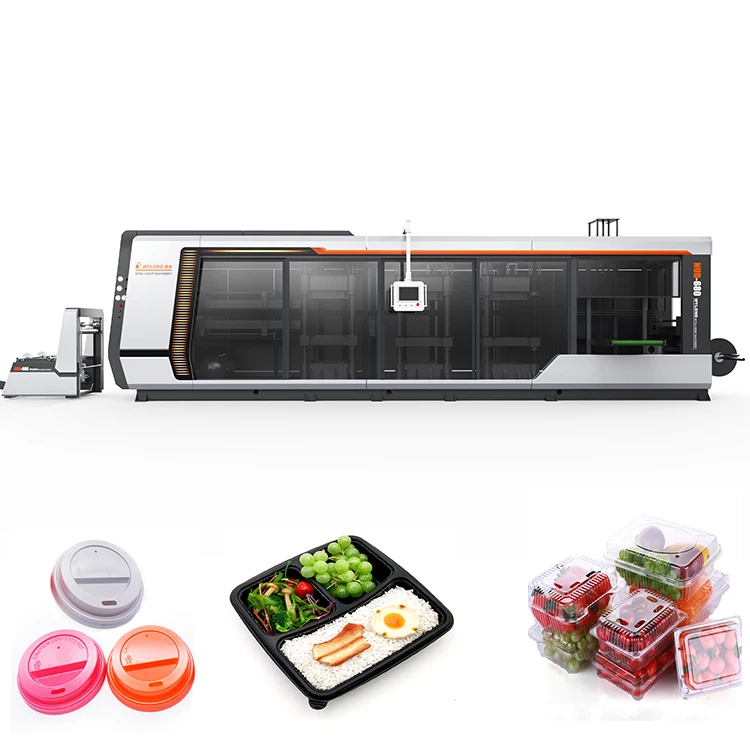 Машина для производства одноразовых пластиковых пищевых контейнеров со всеми серводвигателями, многостанция, высокоскоростная полностью автоматическая формовочная машина