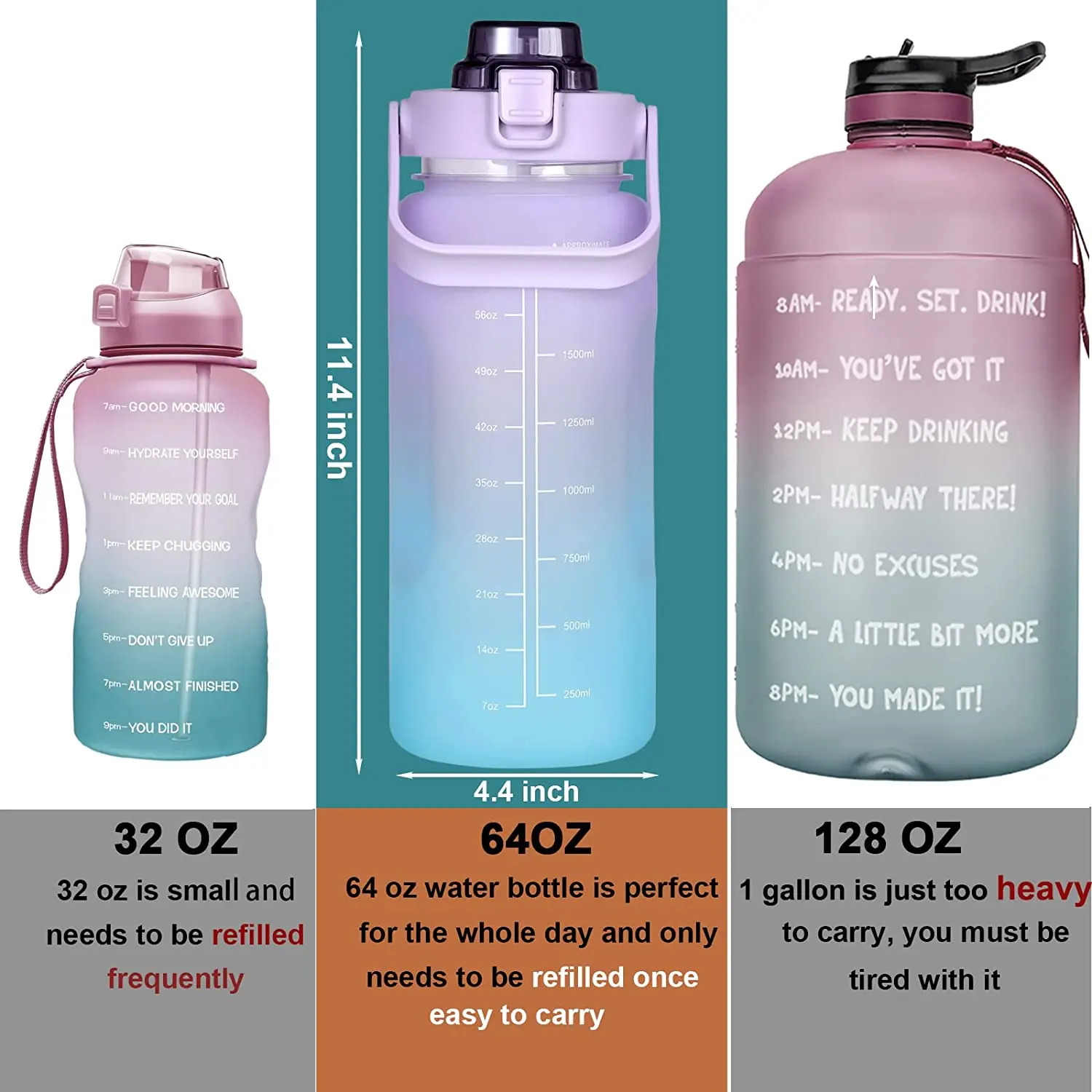 hot sale 2000 ml BPA free plastic Outdoor Sports water Bottle with Time Maker and straw