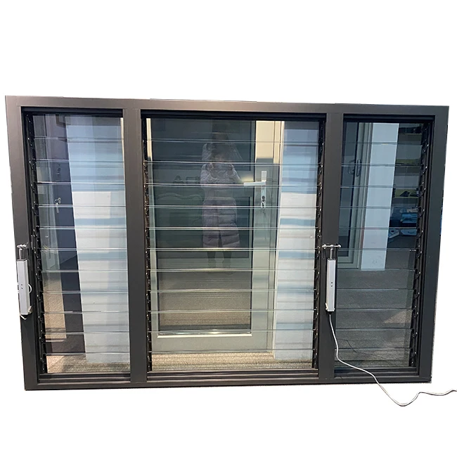 Electric automatic clear glass louver aluminium profile freely opening