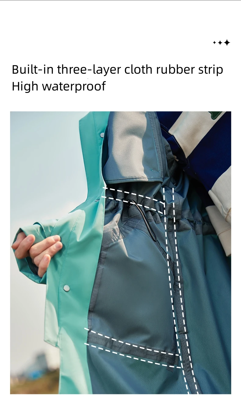 Rainfreem Raincoat  Long Windproof Waterproof Raincoats High Quality three layer fabric  Raincoats