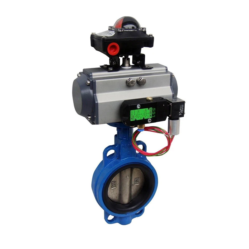 DN400 EPDM Lined Pneumatic Wafer Type Cast Iron Butterfly Valve