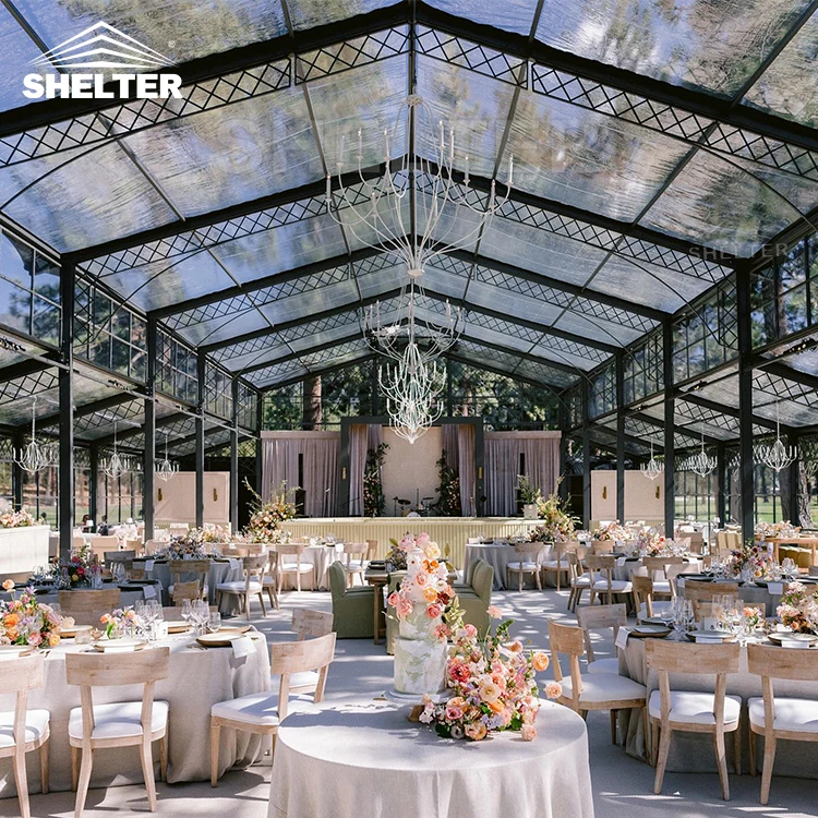 Outdoor Luxury Large Church temporary structure Orangery Glass Tent for Events Wedding Party