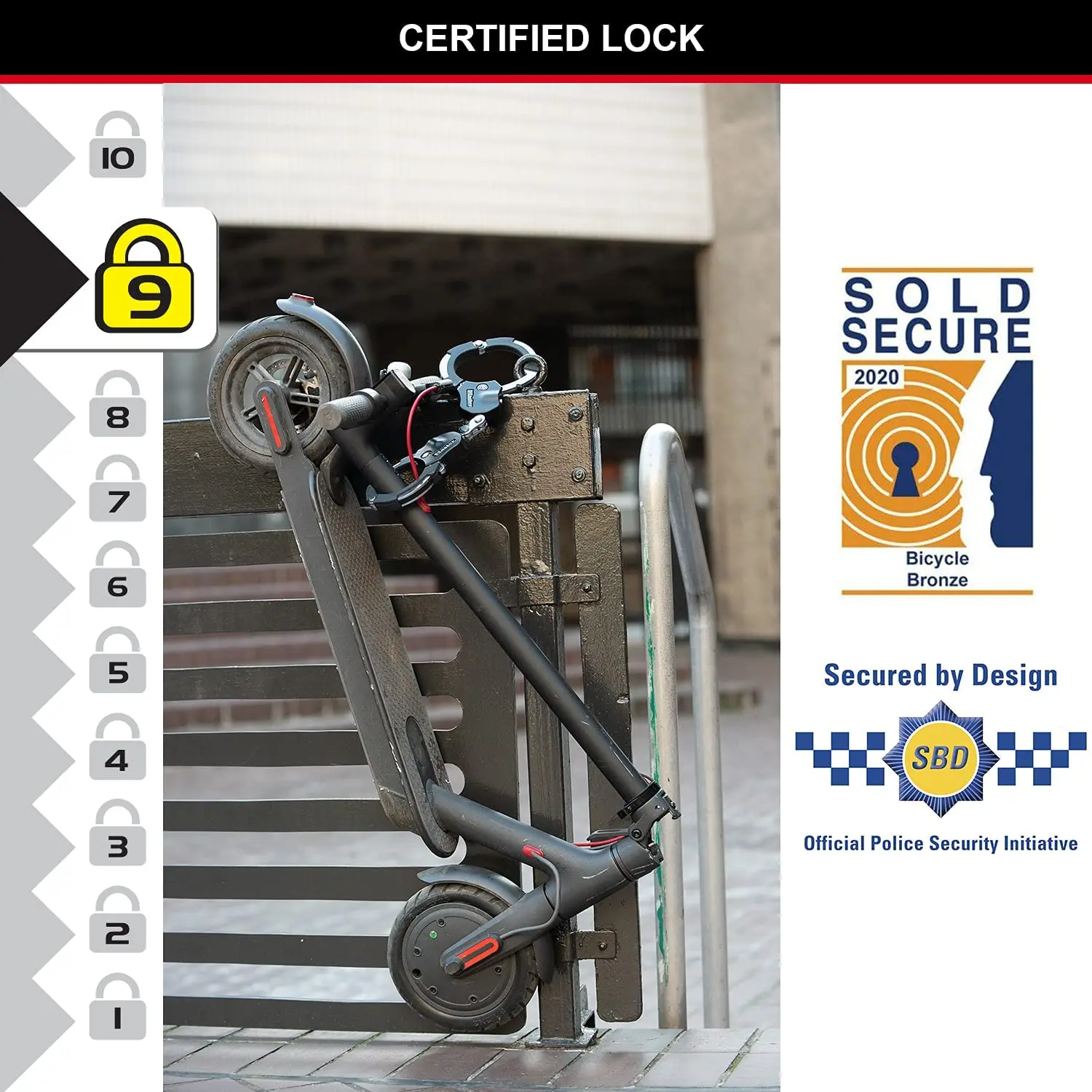 UMEDO Security Guard Against Theft Heavy Duty Motorcycle Bike E Scooter Lock