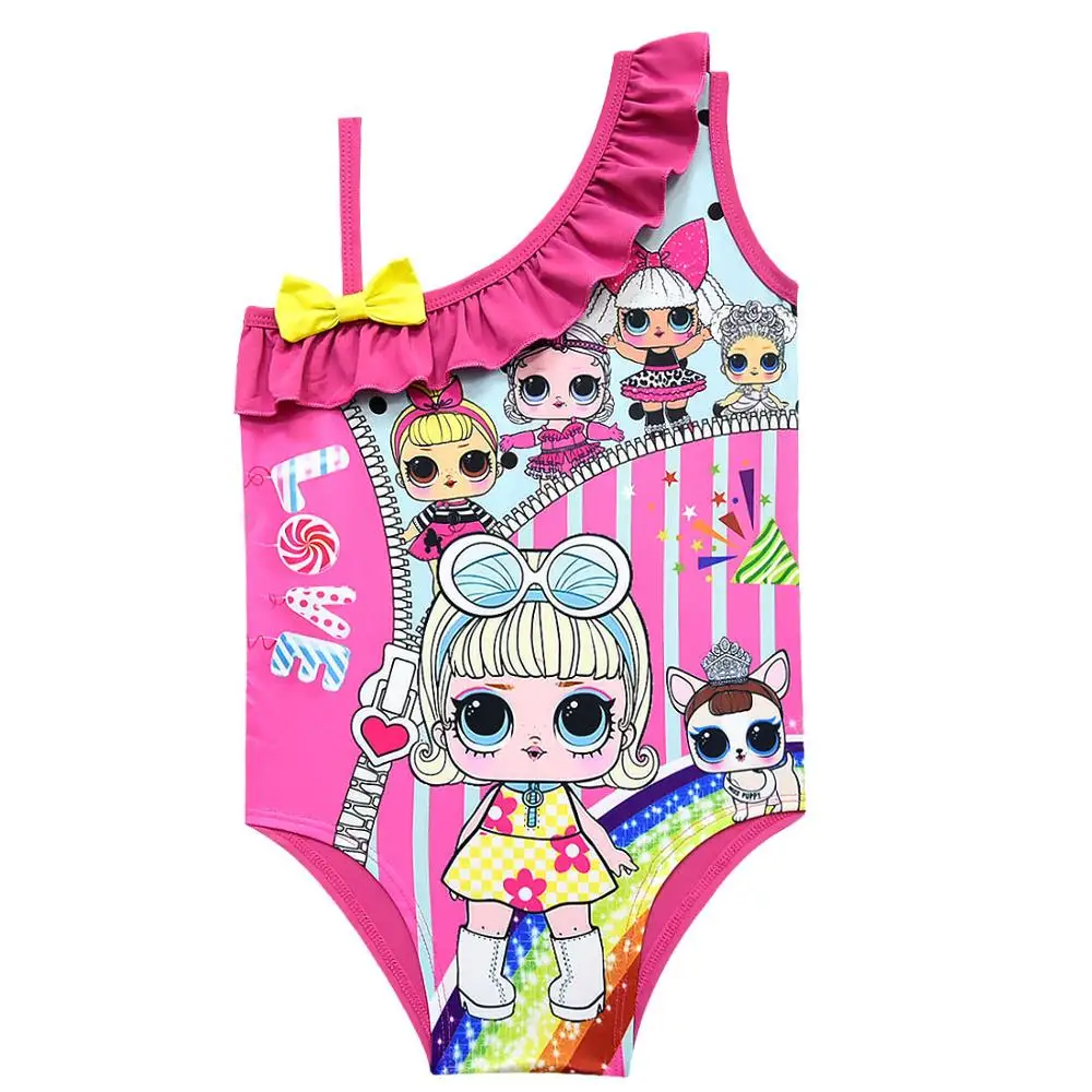 Kids Milk Silk Bathing Suit One Piece Baby Swimsuit Cute Cartoon Doll Girls Swimming Wear