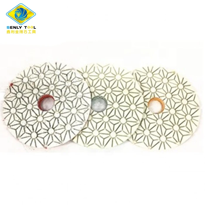Hot sale 4inch Quartz Marble Granite Flexible Wet Diamond 3 Step Polishing Pads