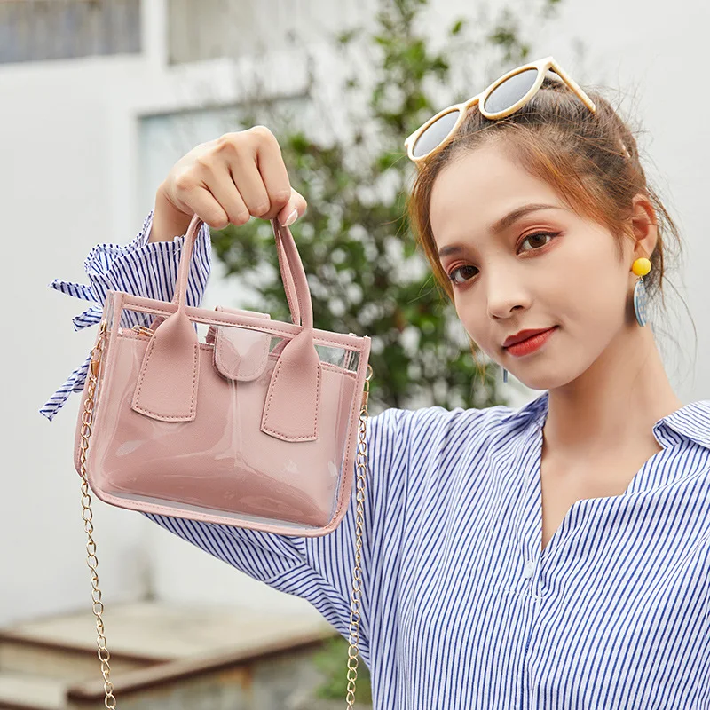 
Clear Transparent Shoulder Bags Women Jelly Purse Handbags with Pouch fashion Candy for women girl 