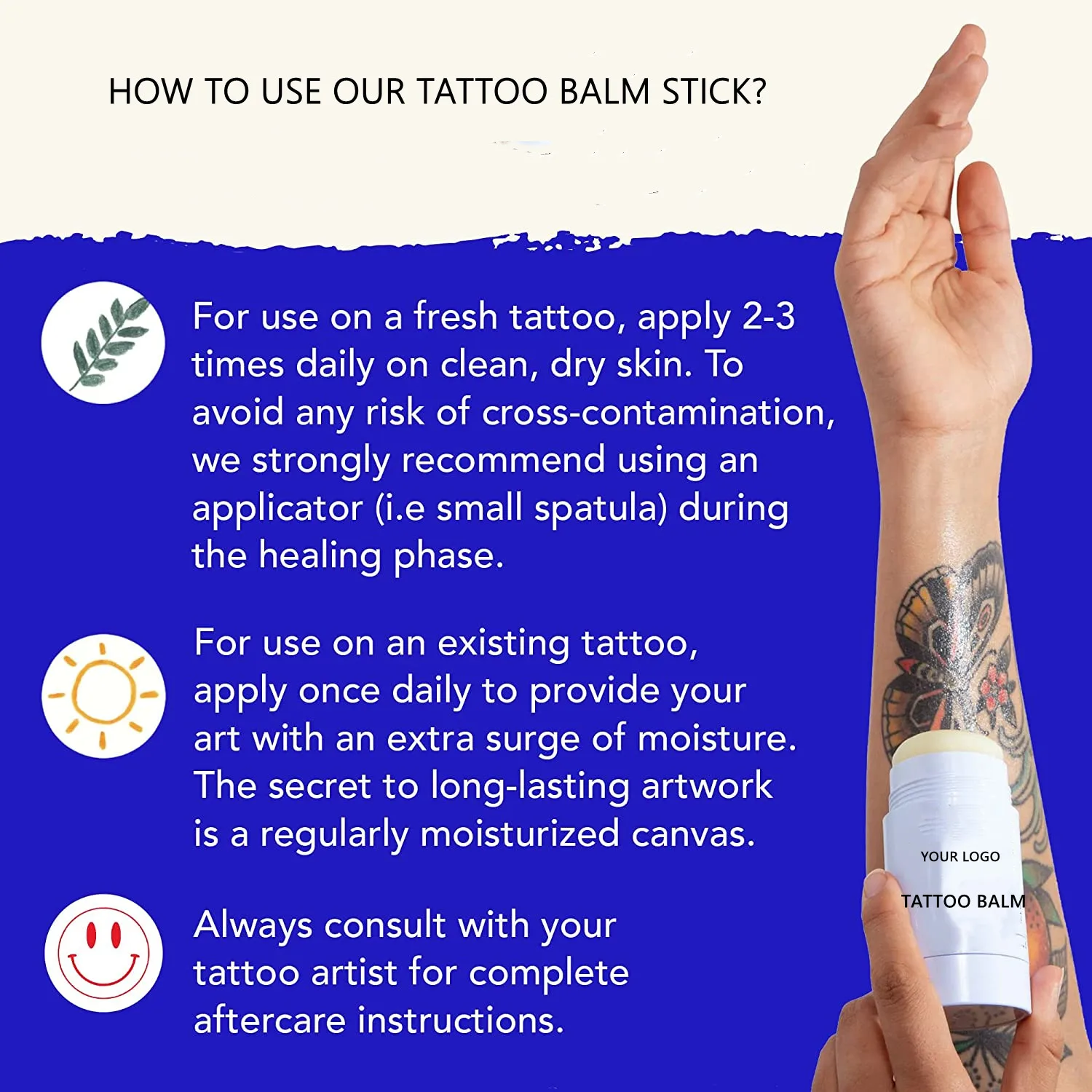 Custom Tattoo Balm Stick Nourishing Skin Other Body Art Private Label Tattoo Aftercare Balm Stick