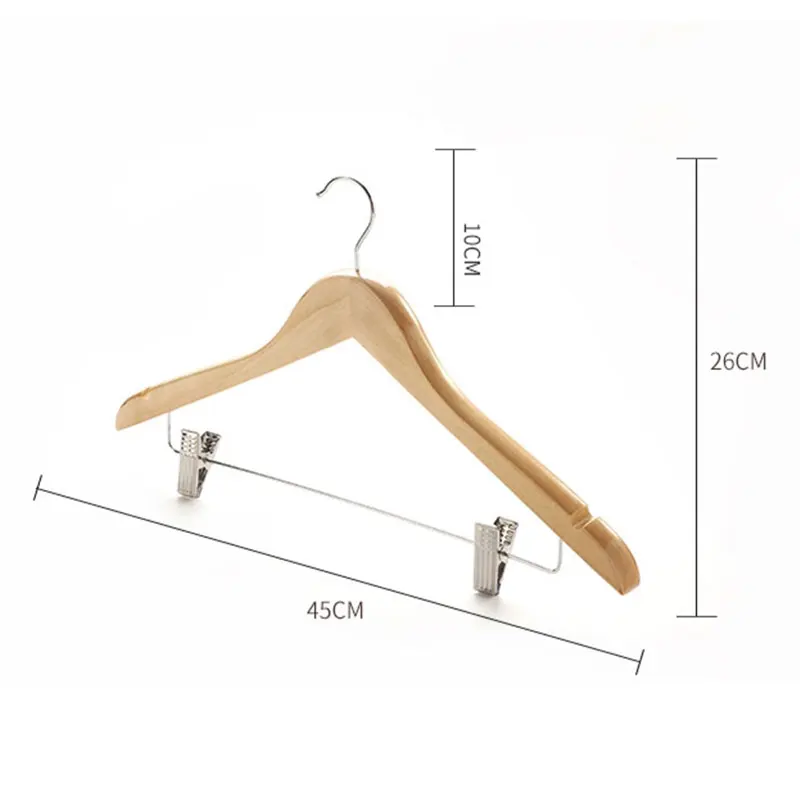 Factory wholesale Multifunctional solid wood pants hangers household with clip no trace hanger for shopping mall