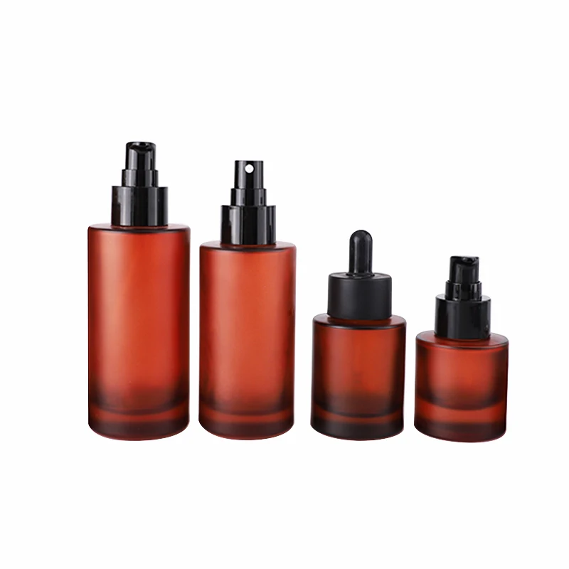 skincare packaging amber glass jar cosmetics face cream toners essence pump hair oil bottles 30 50 100 120 150 ml containers
