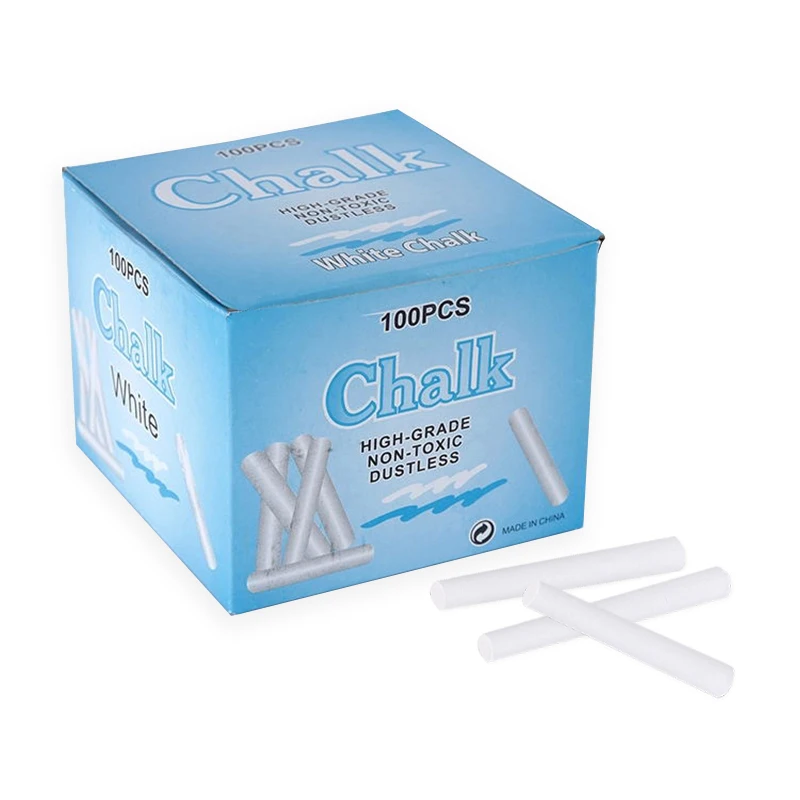100 Pieces Non-Toxic Dustless White Colored Chalk for Teacher