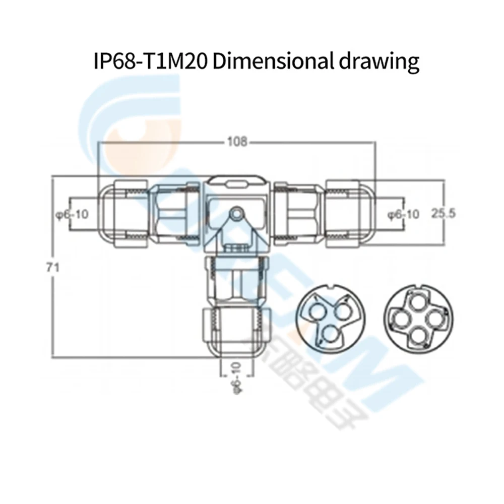 Waterproof IP68 T Shape Wire Connector 3Pin Lighting Connection Terminal Blocks