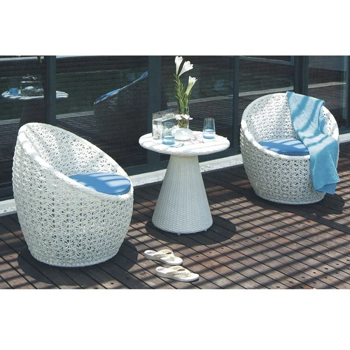 new design white patio balcony coffee shop beach outdoor 3pcs set wicker leisure lounger chairs