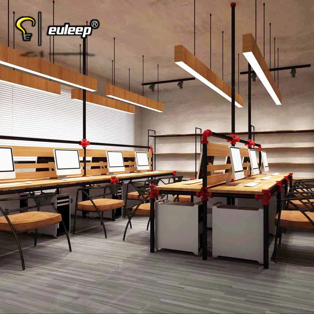 led linear luminaire Factory direct wood grain color profile pendant hanging led lights for office shop light