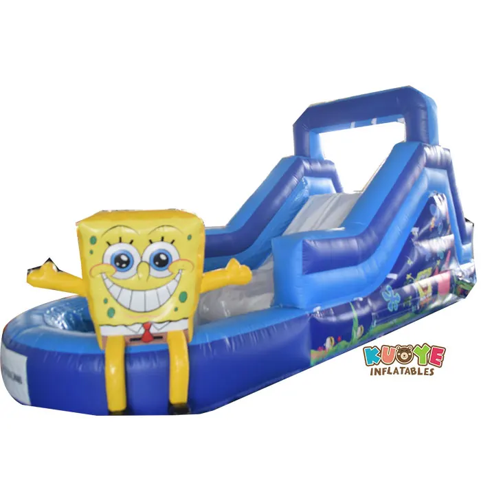 Hot sale commercial grade cartoon inflatable water slide with pool for kids