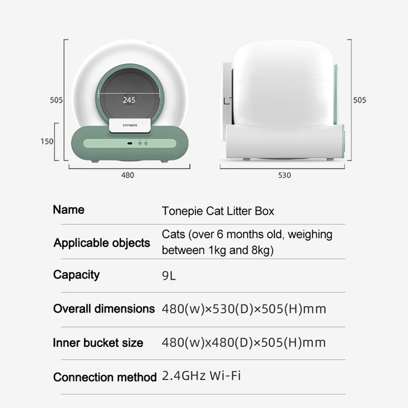 Tonepie Ti+ Self Cleaning Litter Box Automatic for Toilet APP OTA Function Smart Sandbox
