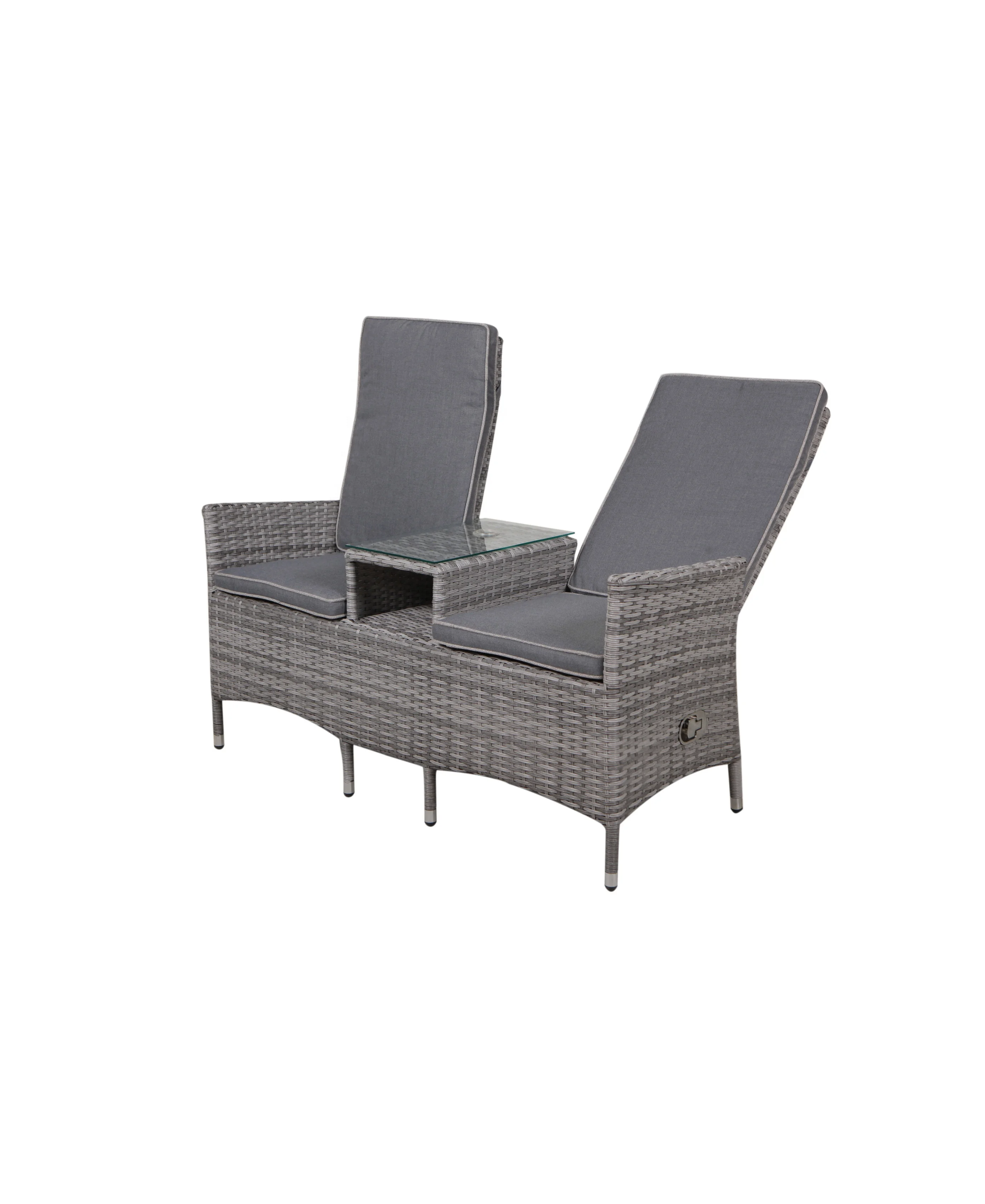 Garden Furniture ALU Frame Wicker Recliner Lover Chair
