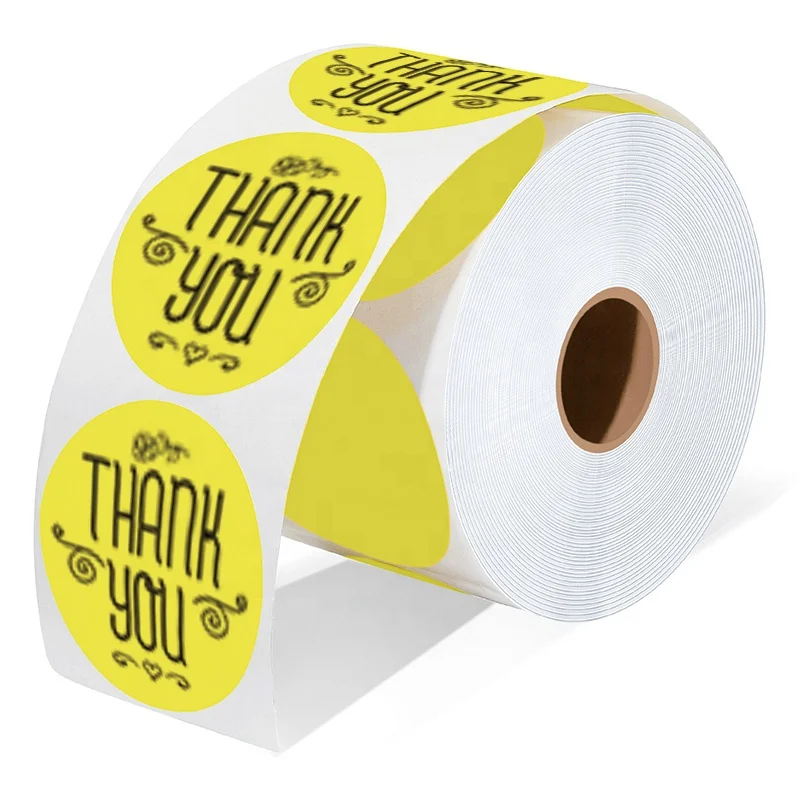 High Quality Customizable Circular Thermal Labels 2x2 White Green Blue Yellow Orange; Factory Custom Printing Unique Shape Color