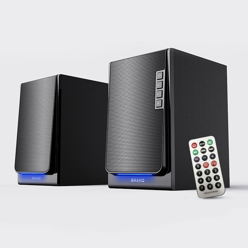 Two-Way 4 Inch 2.0 Near Field Studio 40W Led Desktop Computer AC Powered Active Coaxial Bookshelf Monitor Speaker With BT