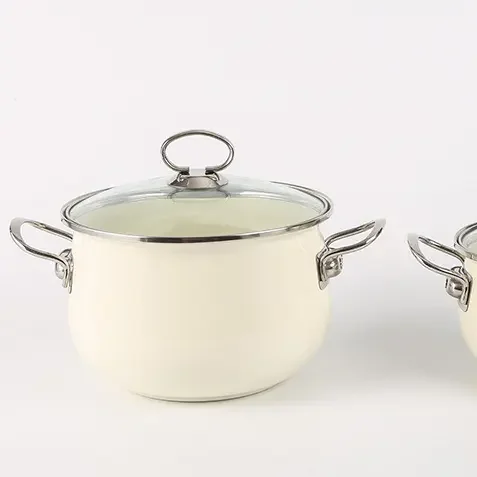 New Non Stick Double Ear Soup Pot Kitchen Household Glazed Cast Iron Multi Size Enamel Stew Pots