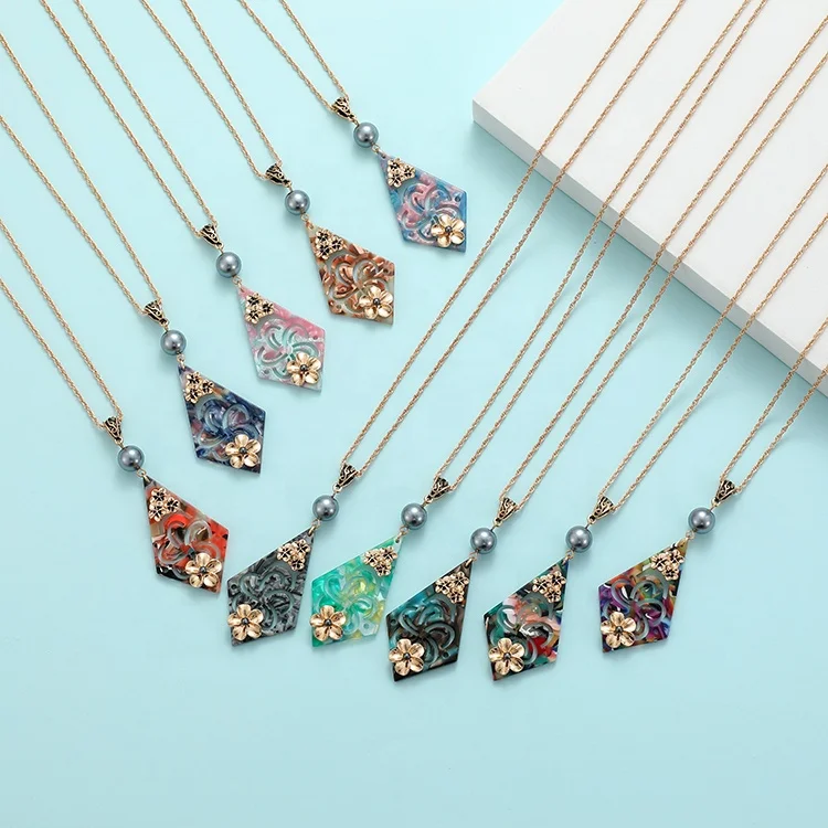 2021 модные дизайнерские парные цепочки из Гавайского акрила с сублимационной печатью, ожерелье, серьги для женщин