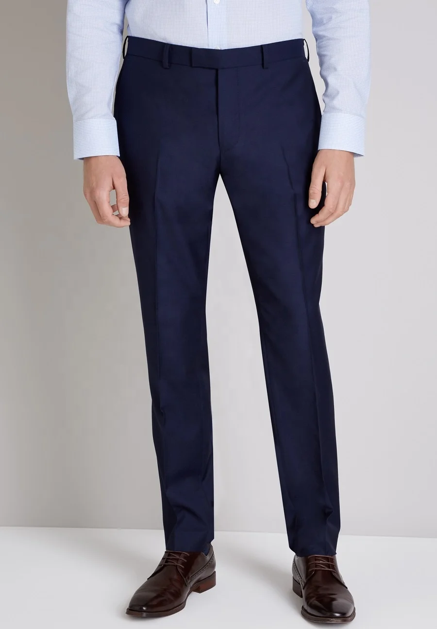 Classical 2 pieces office formal business uniform custom mens navy blue pant and blazer set