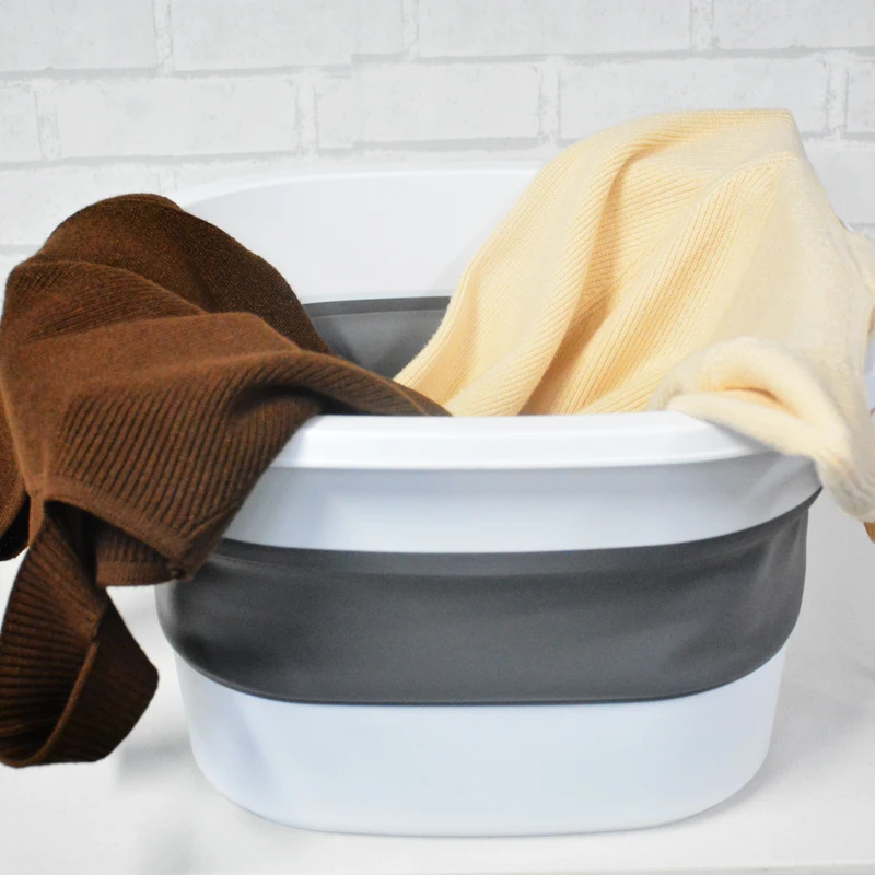 Gray Foldable Foot Bath Bucket Bathroom Space Saving Durable High Temperature Resistance Wash Basin