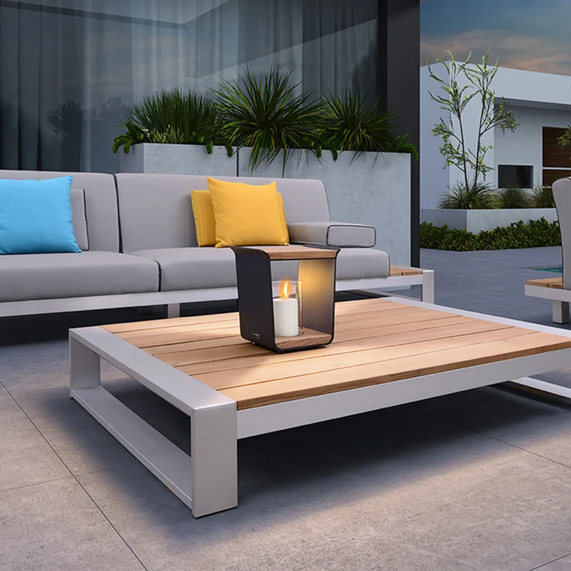 sigarten discount furniture garden outdoor patio  set luxury hotel wood teak outdoor sofa set