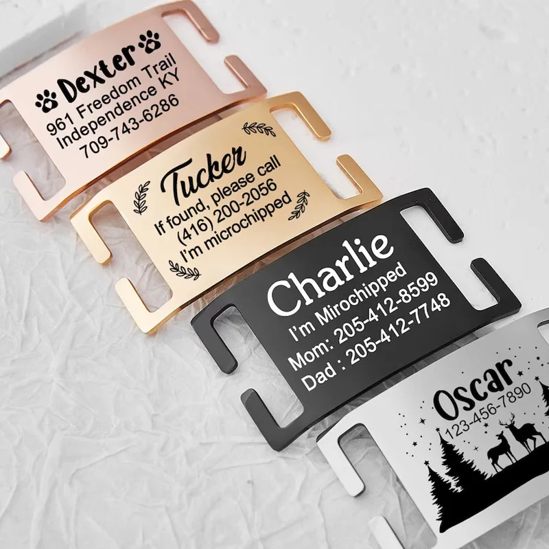 Custom Engraved Dog Name Tags Cute Slide-On Pet Cat Collar Id Tags Pendant Style Personalized Dog Pendants Charms