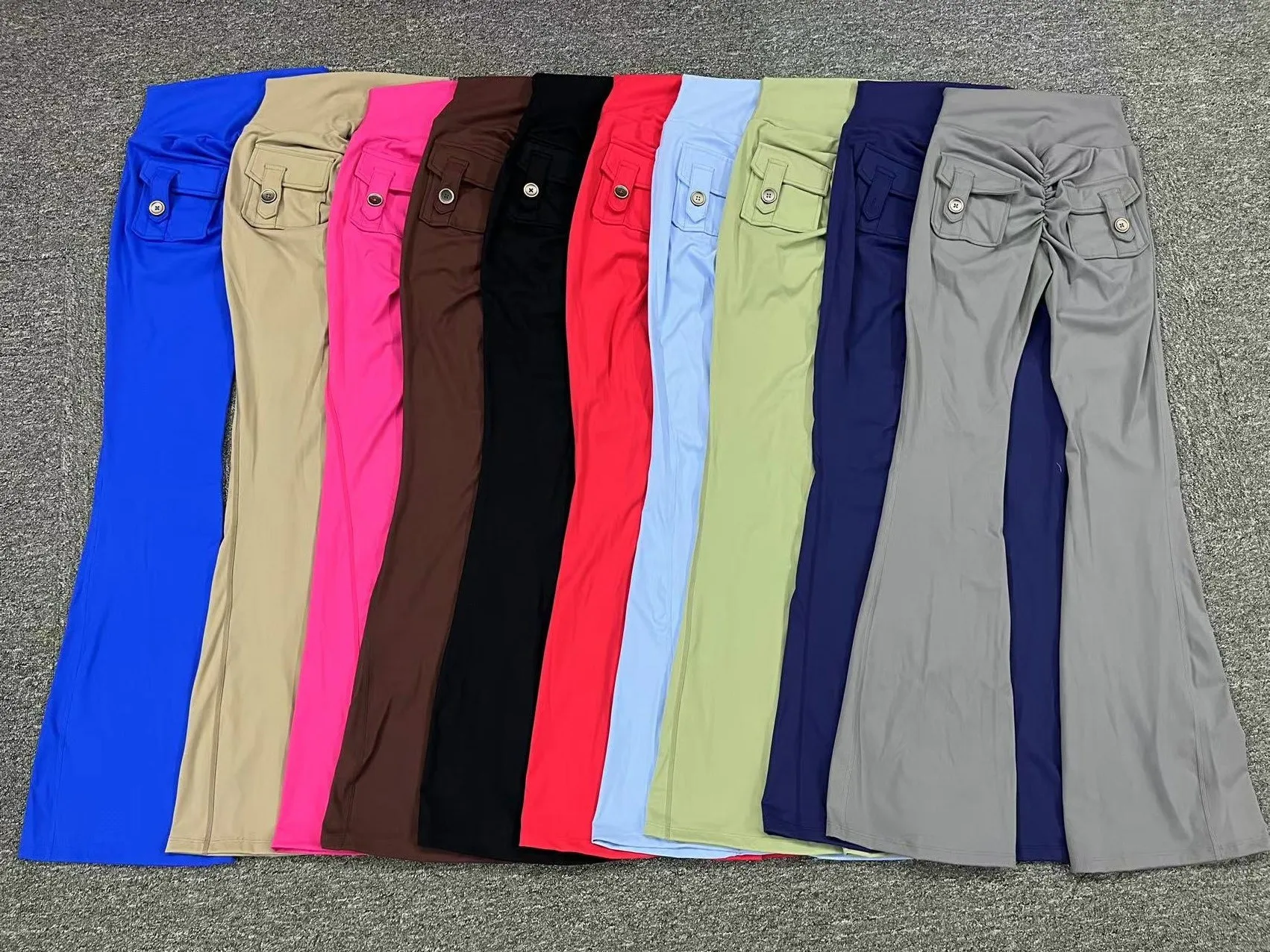 Yoke Women High Waist Yoga Flare Pants Lady Scrunch Butt Running Bell Bottom Female Tight Pocket Gym Wide Leg Trousers Leggings