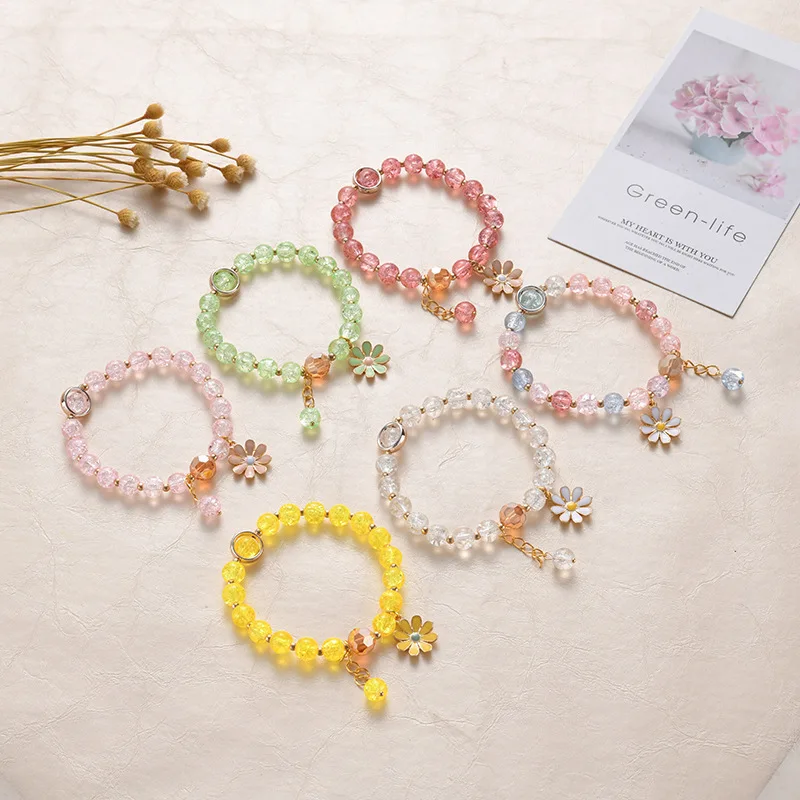 New Design Jewelry Tassel Pendant Candy Color Crystal Channeling Beads Bracelet Little Daisy Pendant Friendship Bracelet