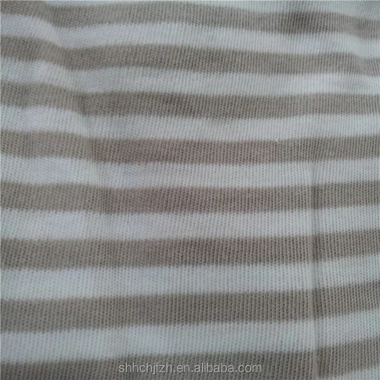 Feeder Striped Cotton Jersey Knitting Fabric Stripe Interlock Knitted Cotton Fabric