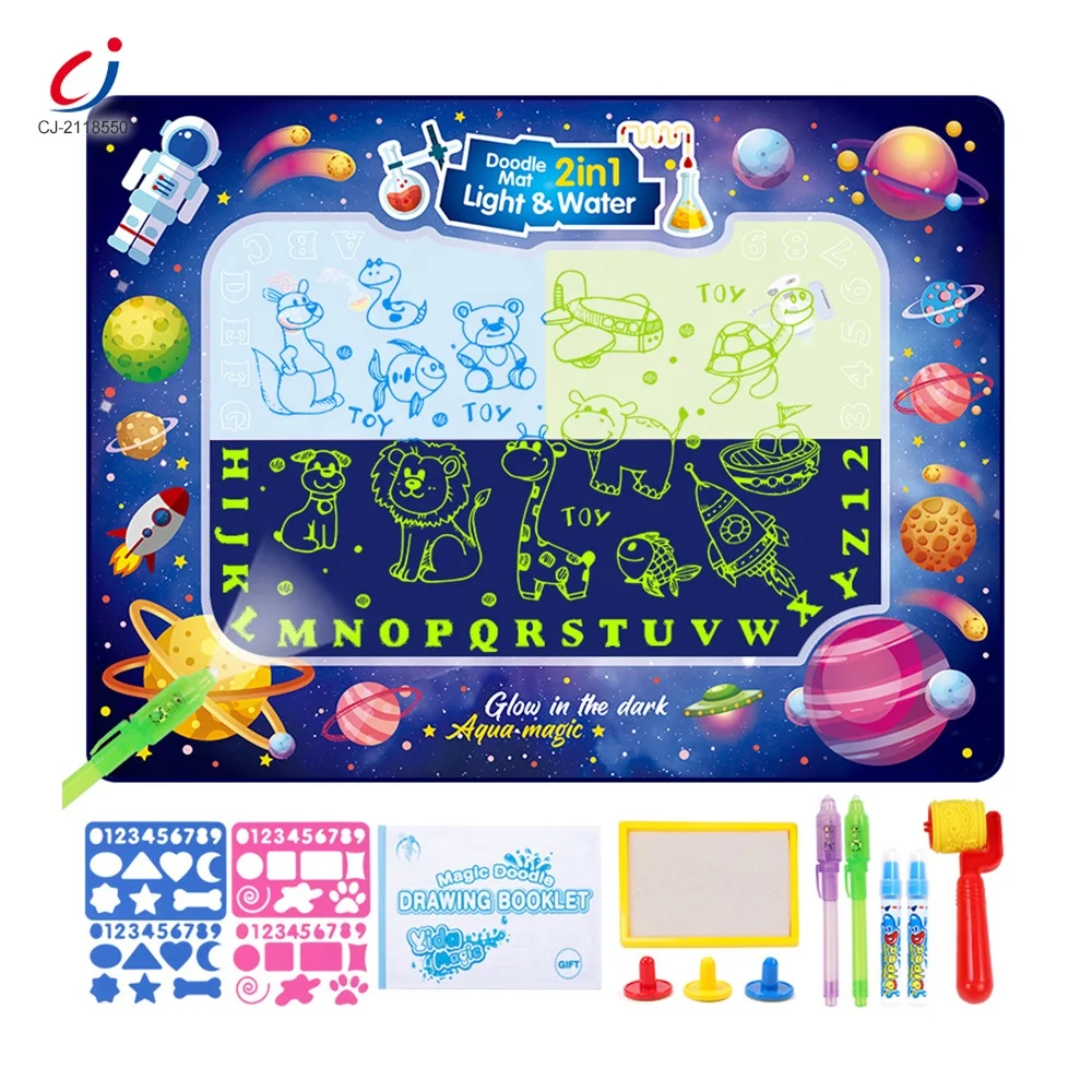 Chengji Educational Toy Kids Large Glow in the Dark Water Doodle Magic Mat Painting Aqua Magic Water Drawing Mat for Kids