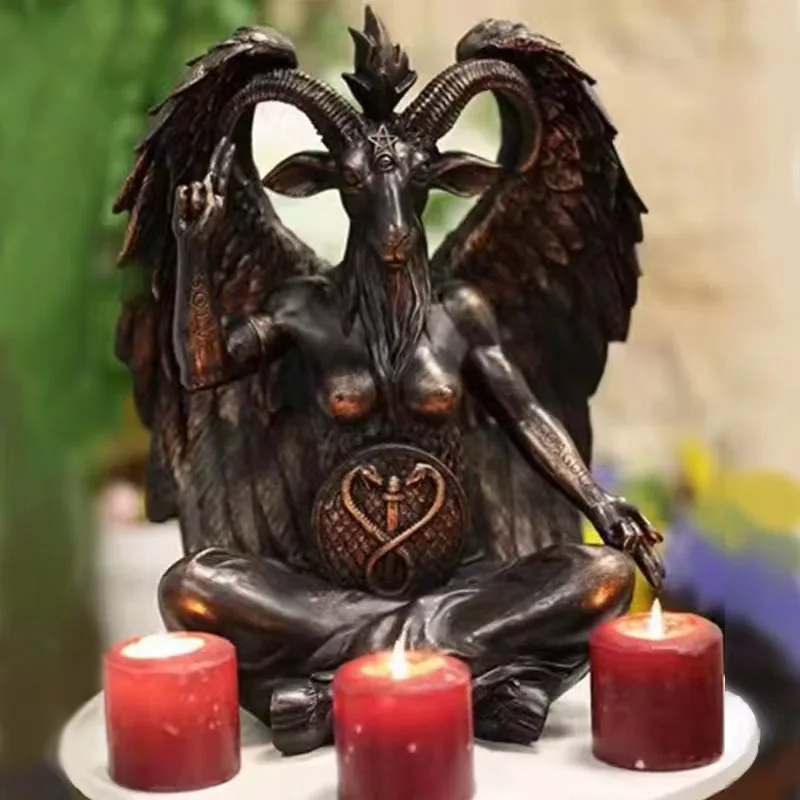 Большая Сидящая статуя Baphomet Lucifer сатановый демон Коза Мендес языческая 16 дюймов сатана
