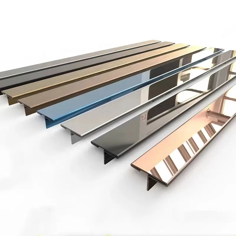 Customized  Stainless Steel  Tile Trim V-Shaped T-Shaped U-Shaped Tile Decorative Strip  Wall and Ceiling Decoration Strip