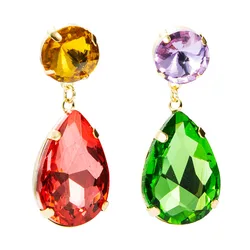 Fashion rhinestone earring red ruby gemstone western green stone funky earring jewelry for women 2023 aretes de mujer moda plata