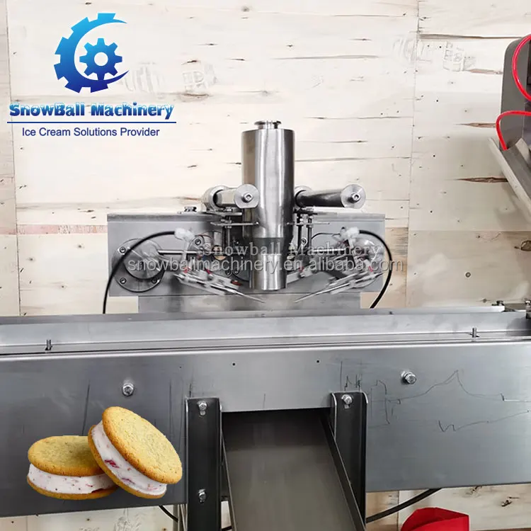 Automatic ice cream factory production line cookie rectangular round square wafer sandwich making packing machine