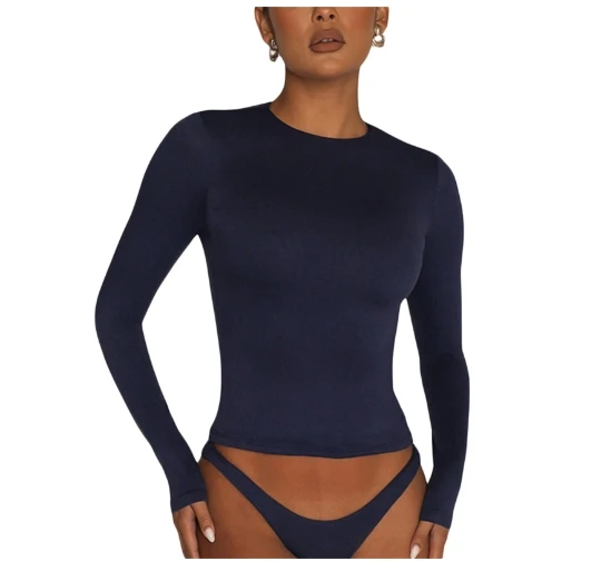 Stylish Solid Color Women s Tee with Slim Fit Design for Casual Outfits