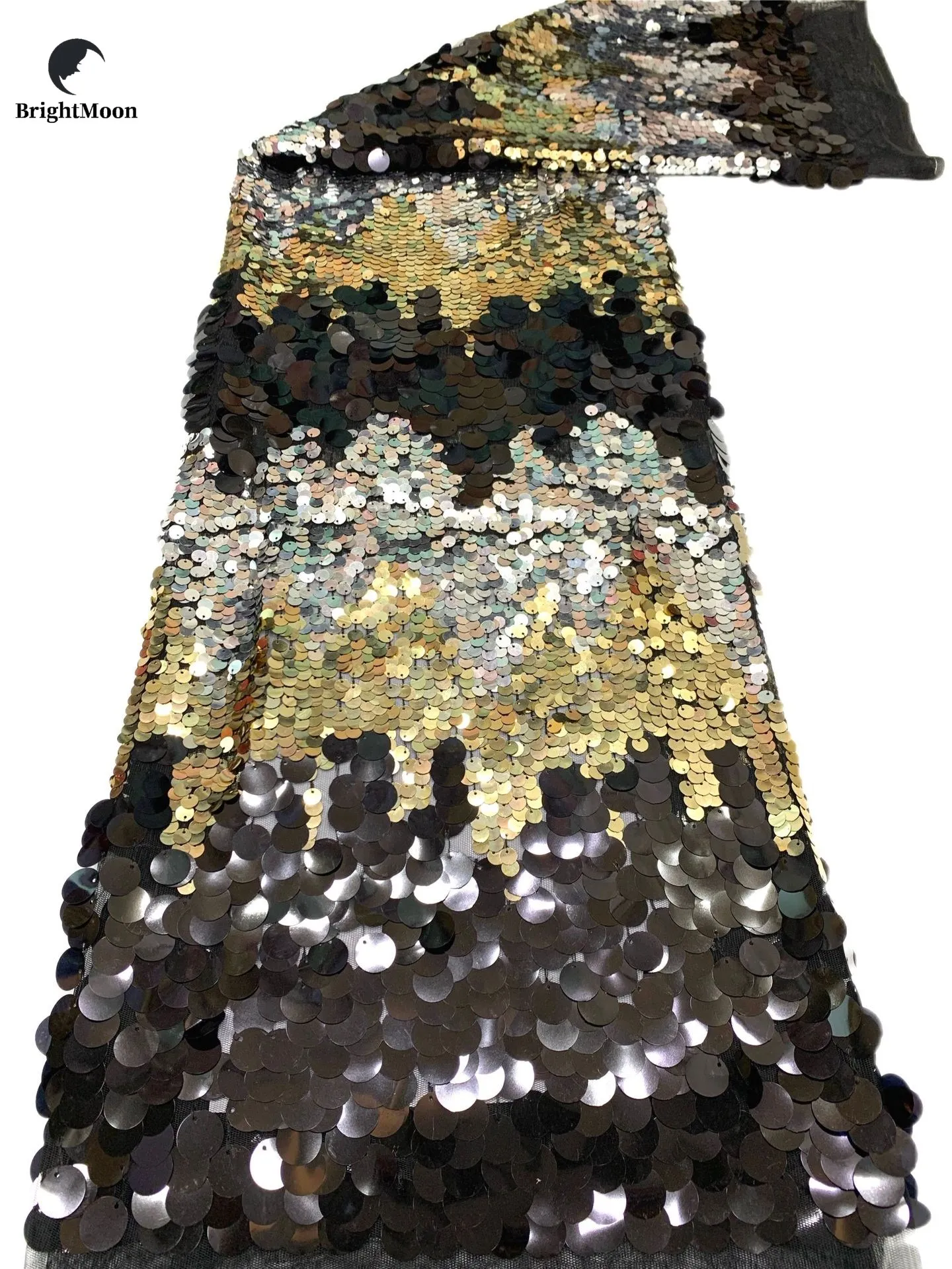 Shiny multi color sequin lace fabric combination of large and small sequins lace fabric