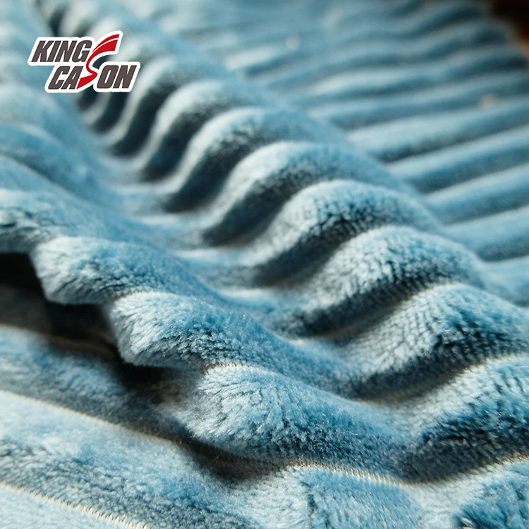 Kingcason Chinese Factory High Quality Anti-Static Fuzzy Fluffy Thick Stripe Flannel Fleece Fabric For Home Textile-Cushion
