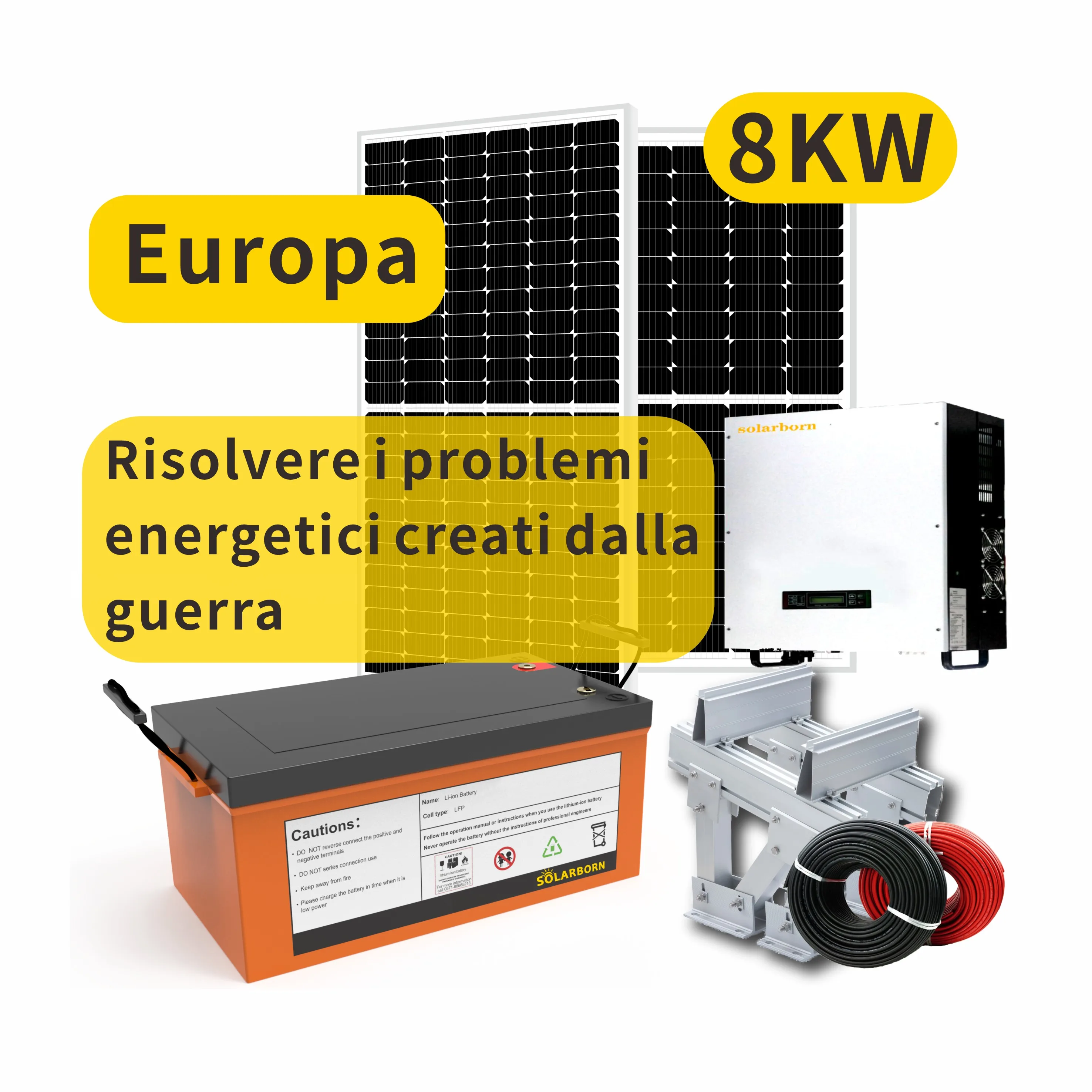 Solarborn tutto in un kit di accumulo della batterie da 8KW alimenta i sistemi di energia solare per la casa