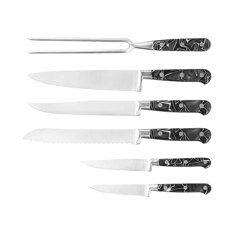 
Supplier Supply 6 Pcs Stainless Steel Knife Set Professional Chef Kitchen Knives And Forks Sets 