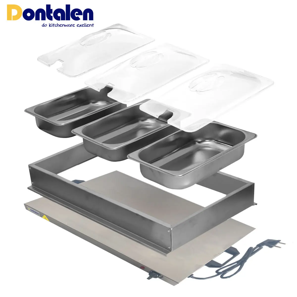 Portable Electric Food Warming Tray Stainless Steel Electric Food Warmer Food Server Buffet Set For Home Use Big Large Capacity