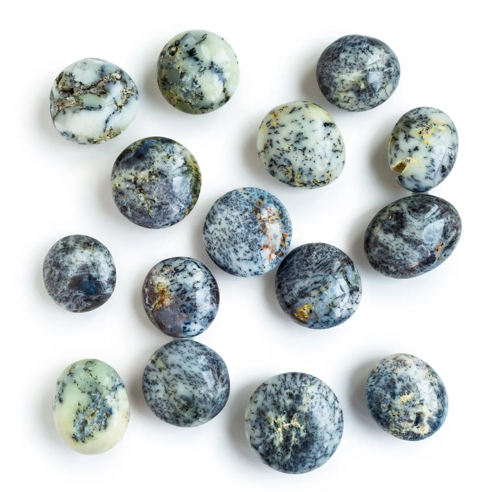 Wholesale natural dendritic opal palm polished crystal quartz tumbled stone  folk crafts for home decoration