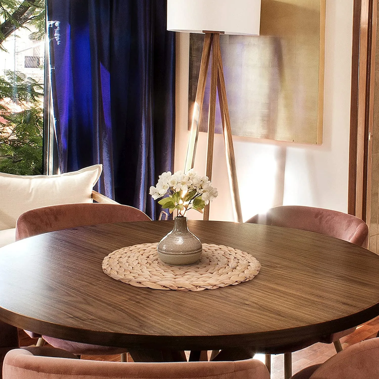 Wholesale Custom Seagrass Thick Rattan Round Non-Slip Handmade Braided Dinner Tablemat Natural Woven Water Hyacinth Placemats