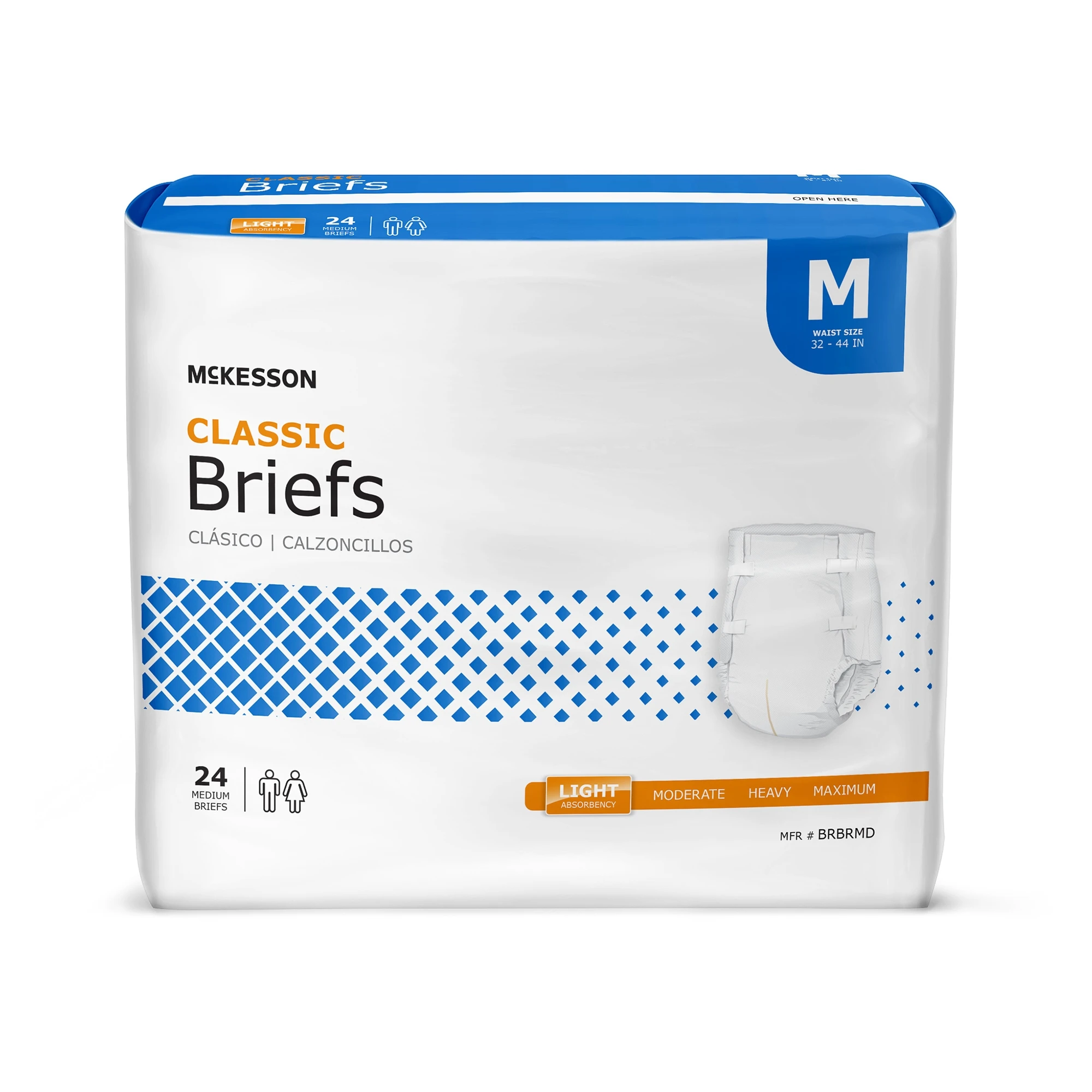 McKesson Classic Incontinence Brief M Contoured  BRBRMD  Light  96 Ct