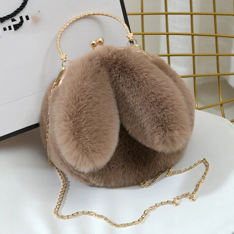 New Rabbit Ear Single Shoulder bag Cross body Plush Bag Leather Chain Fashion Bag
