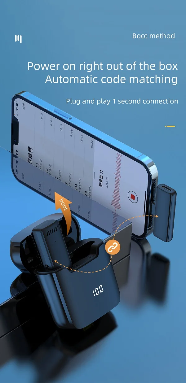 Professional High Quality Small Mic 2.4G Dual Wireless Lavalier Microphone Wireless Microphones for iphone video recording