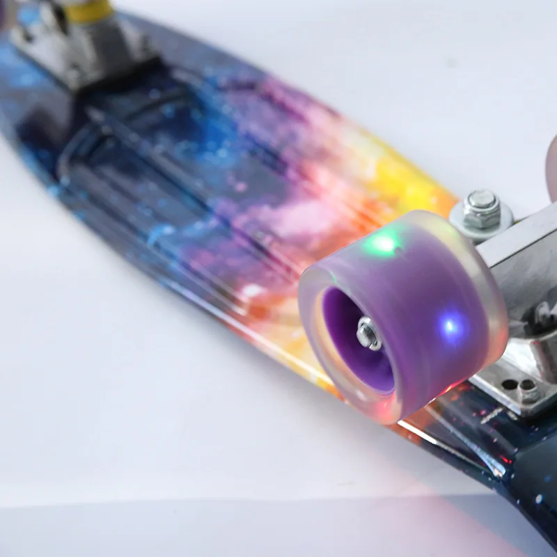 Custom Size Kids Single Warped Skateboard With Pu Flash Wheel Longboard Cheap All Terrain Skate Board